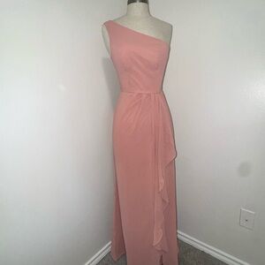Chic One-Shoulder Dress in Soft Pink